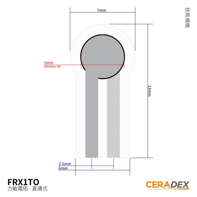 FRX1TO - small thru mode force sensitive resistor