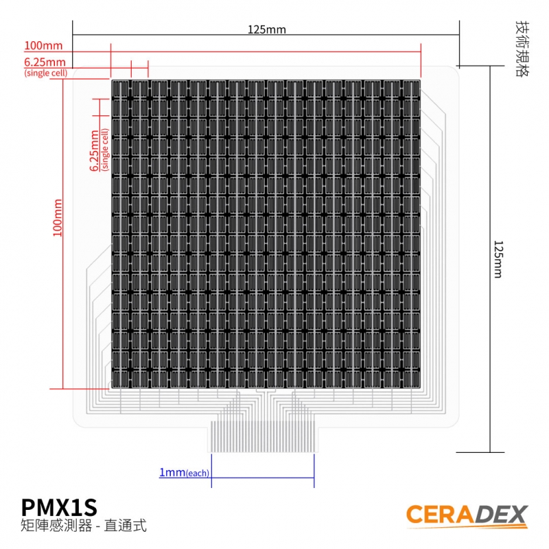 PMX1S - matrix array pressure mapping sensor