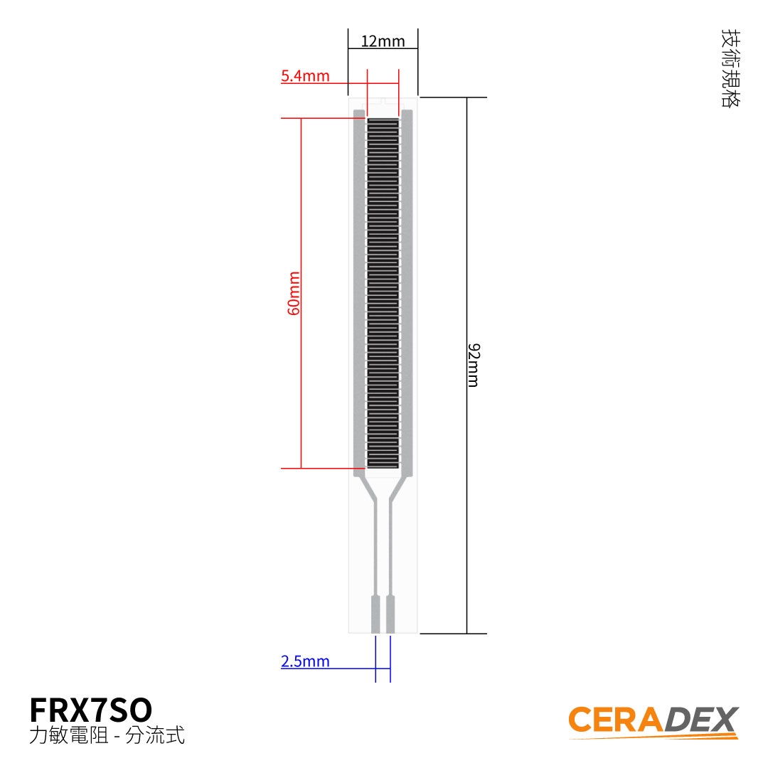 FRX7SO - strip shunt mode force sensitive resistor